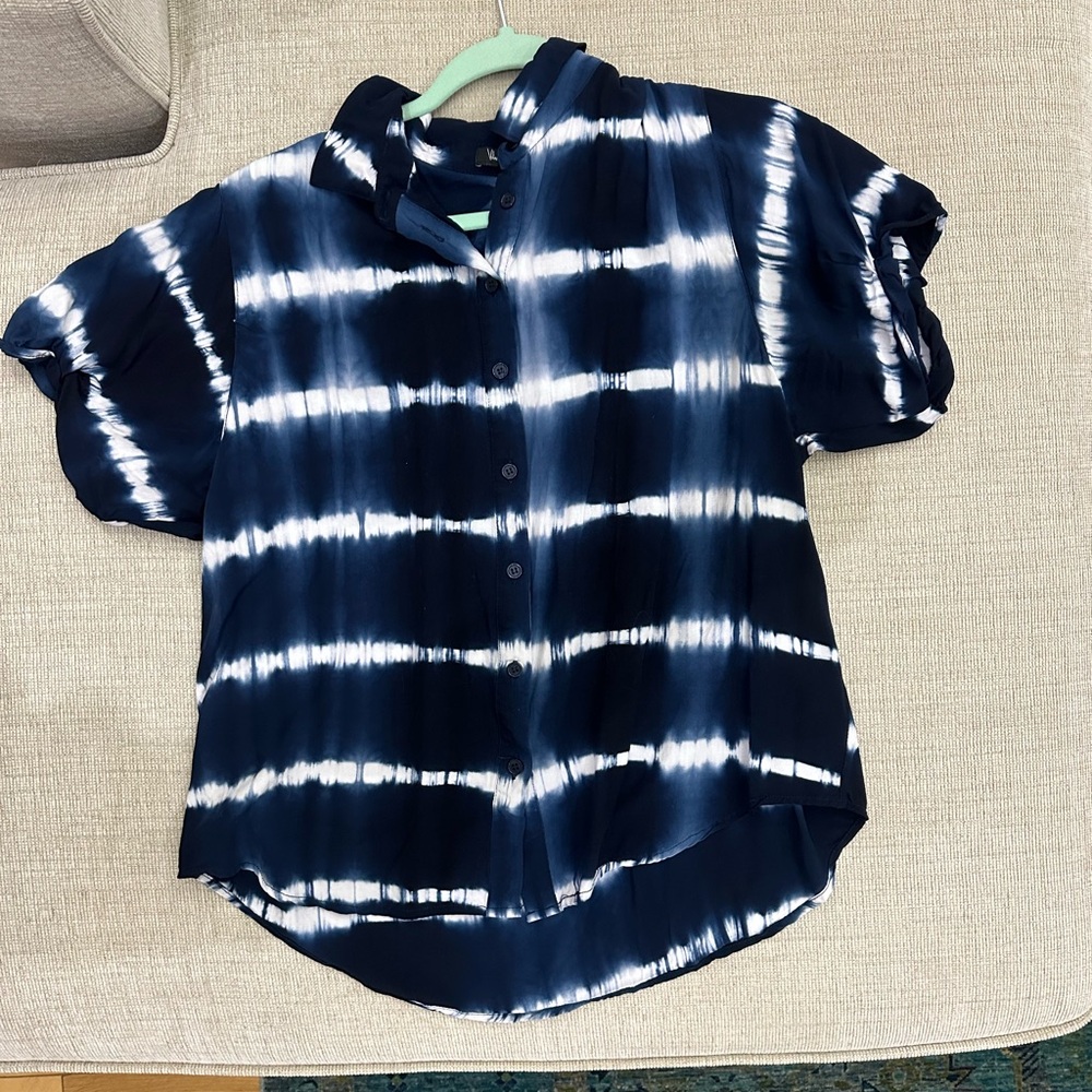 Navy Tie-Dye button up  Shirt